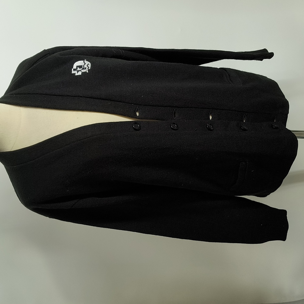 School Apparel A+ black knit v-neck school-uniform-style cardigan-sz L